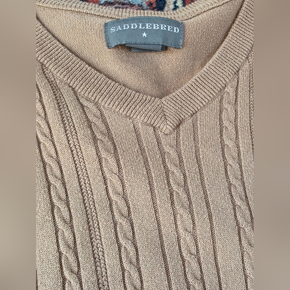 Saddlebred Tan Cableknit Sweater Vest Size L - Picture 4 of 4